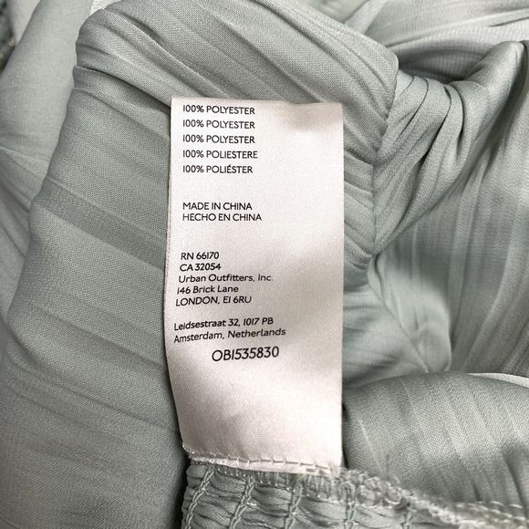 Anthropologie Open Back Corset Style Blouson Sleeve Blouse XXS Silky Ruched Mint - Picture 12 of 12